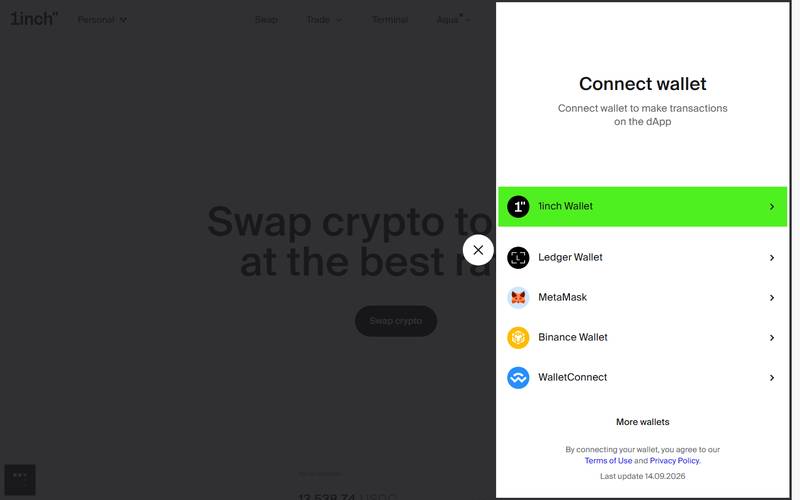 Connect Wallet: 1inch
